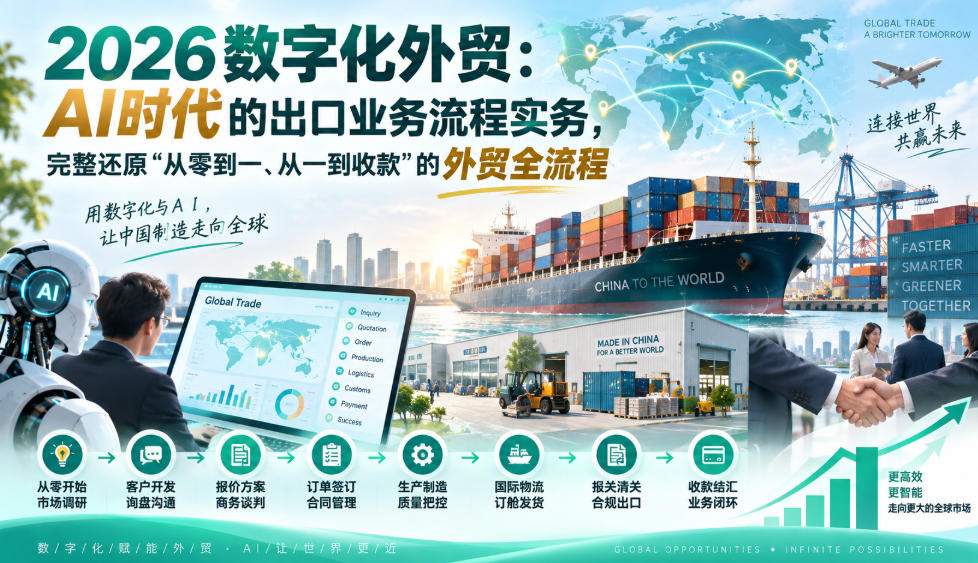 2026数字化外贸：AI时代的出口业务流程实务，完整还原”从零到一、从一到收款”的外贸全流程 - 臻优资源网