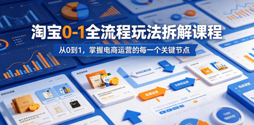 淘宝0-1全流程玩法拆解课程，从0到1，掌握电商运营的每一个关键节点 - 臻优资源网