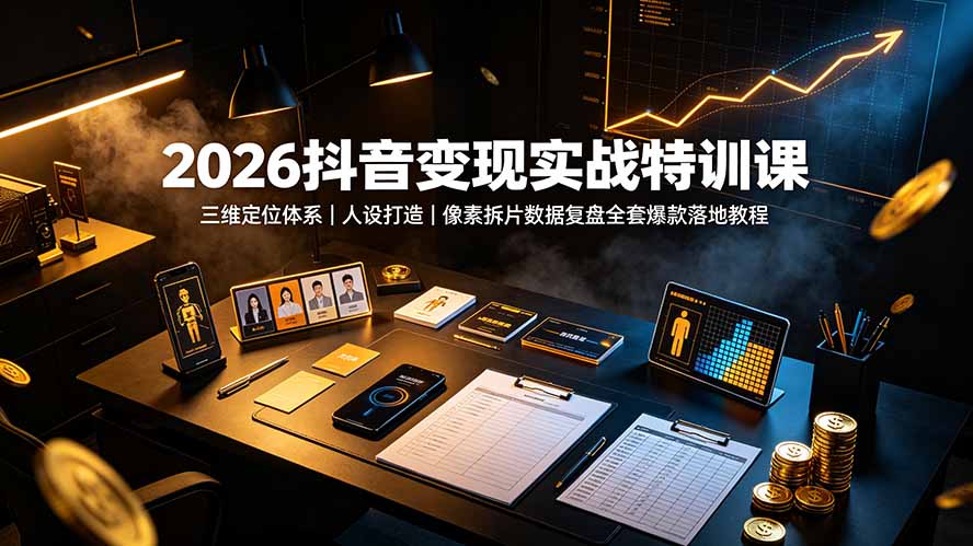 （19419期）2026抖音变现实战特训课：三维定位体系｜人设打造｜像素拆片数据复盘全套爆款落地教程 - 臻优资源网