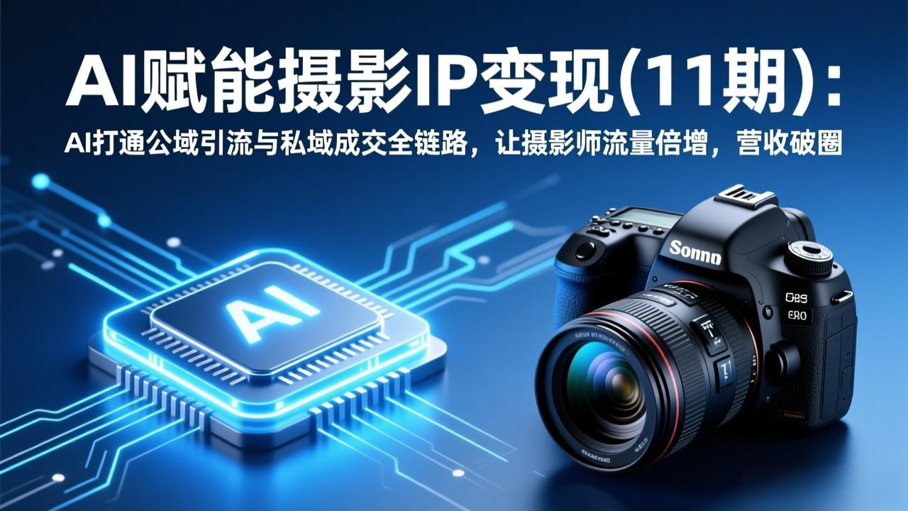 （17558期）AI赋能摄影IP变现(11期)：AI打通公域引流与私域成交全链路，让摄影师流量倍增，营收破圈 - 臻优资源网