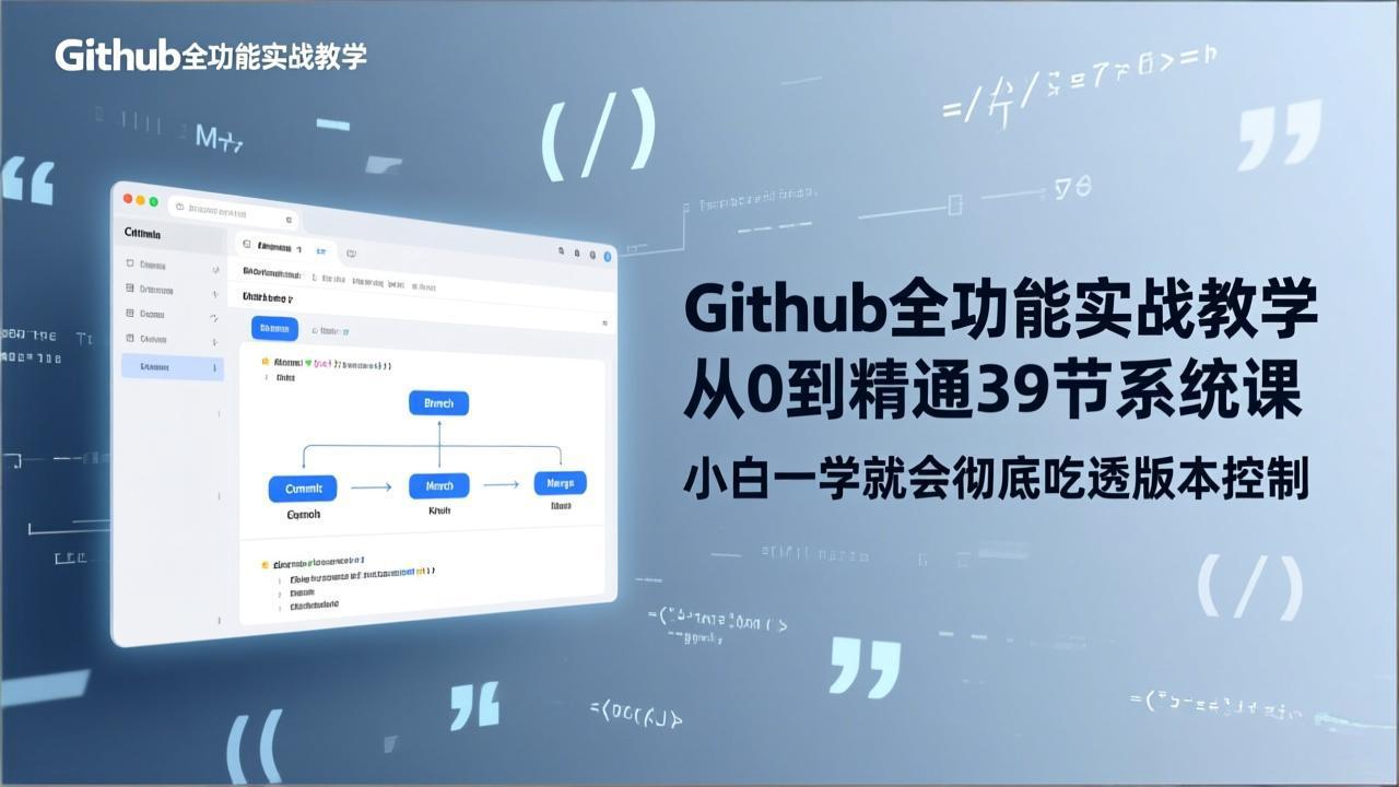 （17501期）GitHub-全功能实战教学，从0到精通39节系统课，小白一学就会彻底吃透版本控制 - 臻优资源网