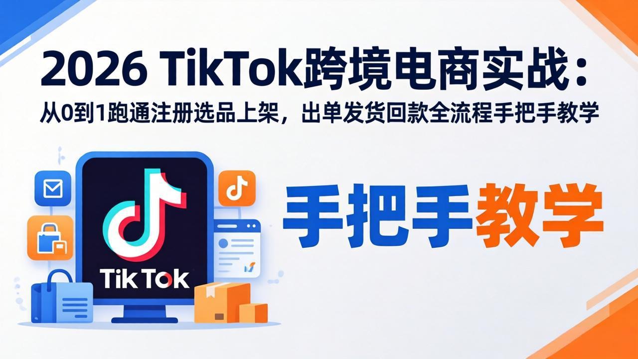 （18027期）2026TikTok跨境电商实战-更新：从0到1跑通注册选品上架，出单发货回款全流程手把手教学 - 臻优资源网