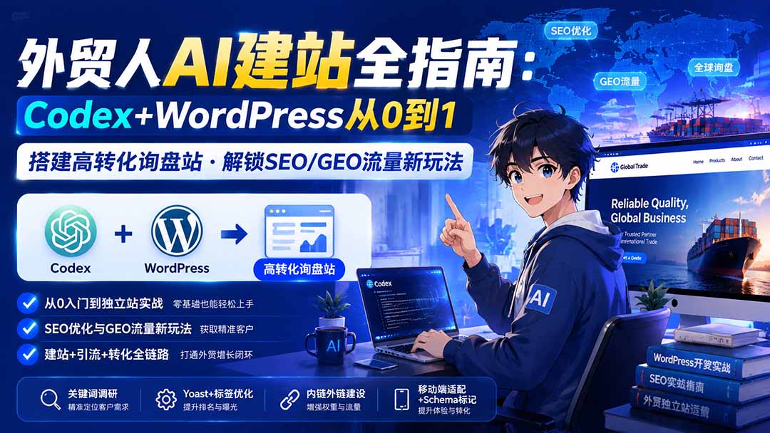 （20003期）外贸人AI建站全指南：Codex+WordPress从0到1·搭建高转化询盘站·解锁SEO/GEO流量新玩法-更新8月 - 臻优资源网