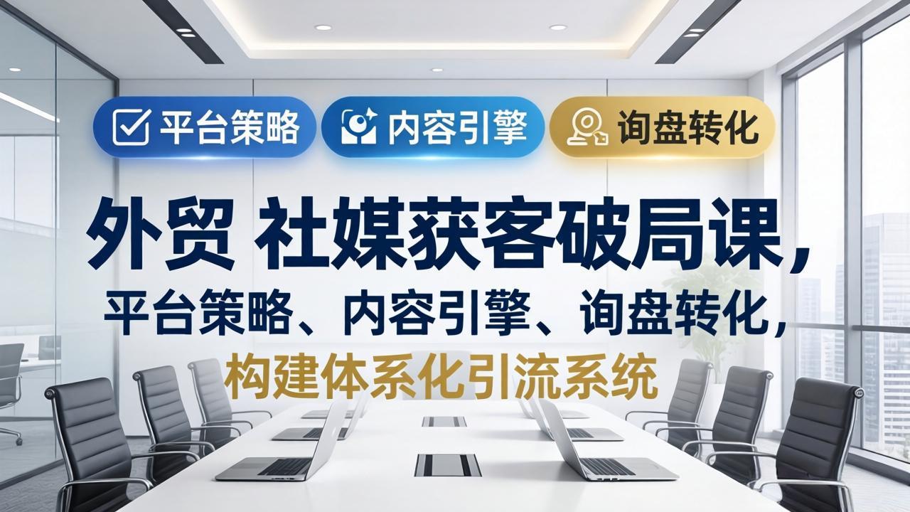 （17901期）外贸 社媒获客破局课，平台策略、内容引擎、询盘转化，构建体系化引流系统（更新26年3月） - 臻优资源网