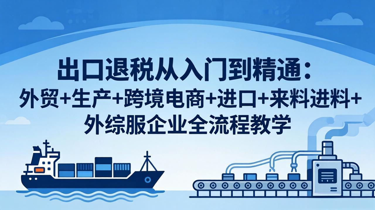 （18065期）出口退税从入门到精通：外贸+生产+跨境电商+进口+来料进料+外综服企业全流程教学 - 臻优资源网