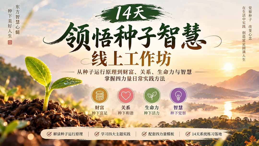 （20756期）14天领悟种子智慧线上工作坊｜从种子运行原理到财富、关系、生命力与智慧，掌握四力量日常实践方法 - 臻优资源网