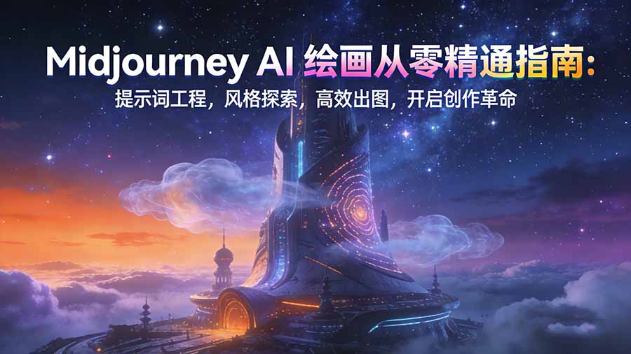 （17118期）Midjourney AI绘画从零精通指南：提示词工程，风格探索，高效出图，开启创作革命 - 臻优资源网