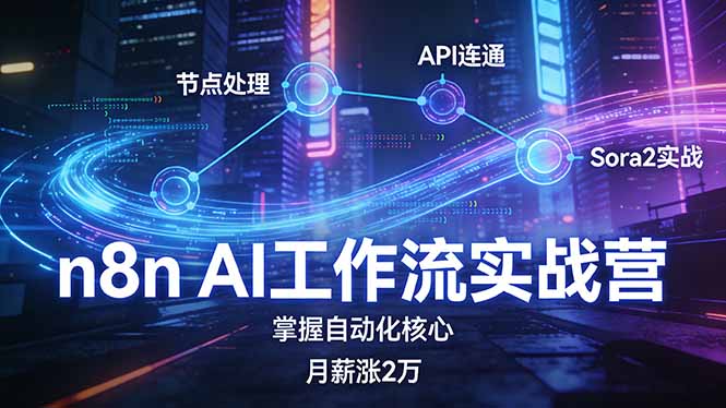 （17458期）n8n AI工作流实战营，节点处理+API连通+Sora2实战，掌握自动化核心月薪涨2万 - 臻优资源网