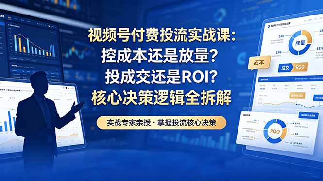 （18462期）视频号付费投流实战课-5月：控成本还是放量？投成交还是ROI？核心决策逻辑全拆解 - 臻优资源网