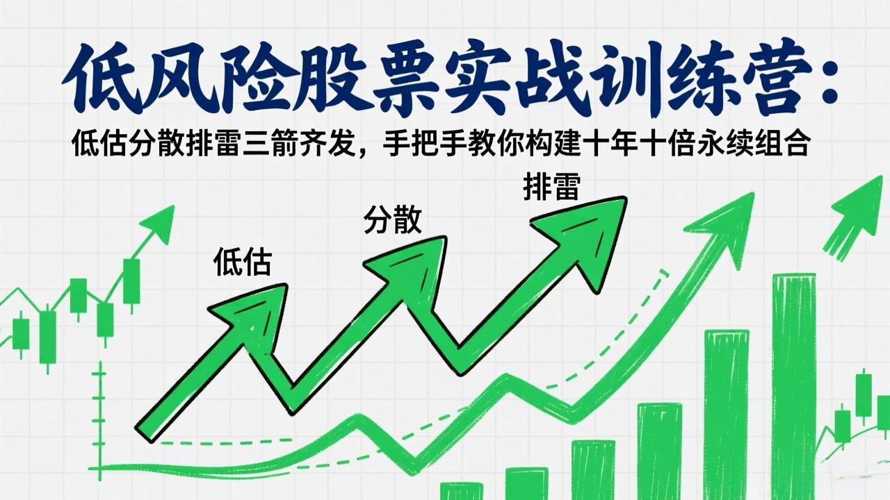 （17487期）低风险股票实战训练营：低估分散排雷三箭齐发，手把手教你构建十年十倍永续组合 - 臻优资源网