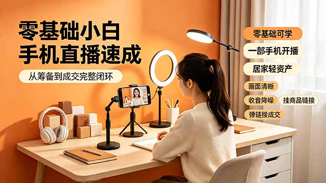 （19231期）零基础小白手机直播速成，从筹备到成交完整闭环，适配苹果安卓系统，解决杂音卡顿留人难问题 - 臻优资源网