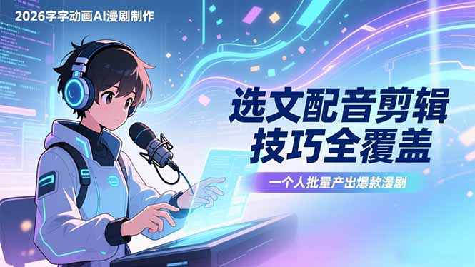 （17477期）2026字字动画AI漫剧制作-1期，选文配音剪辑技巧全覆盖，一个人就能批量产出爆款漫剧 - 臻优资源网