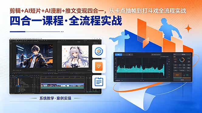（18463期）剪辑+AI短片+AI漫剧+推文变现四合一，从卡点抽帧到打斗戏全流程实战 - 臻优资源网