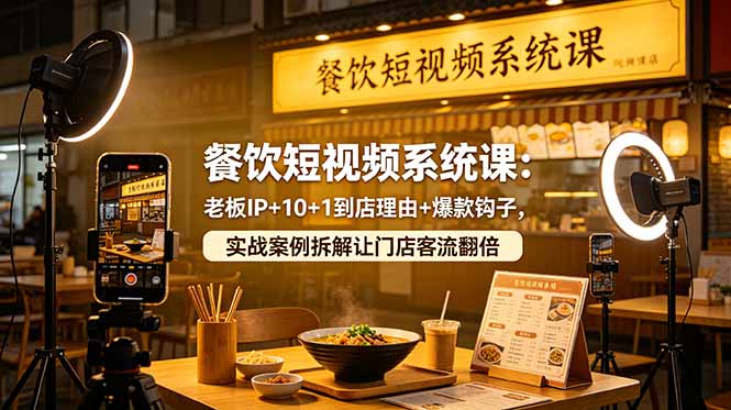 （18712期）餐饮短视频系统课：老板IP+10+1到店理由+爆款钩子，实战案例拆解让门店客流翻倍 - 臻优资源网