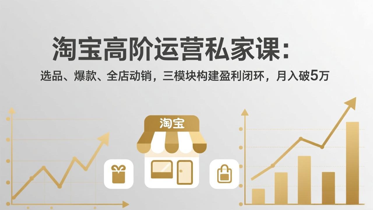 （17904期）淘宝高阶运营私家课（更新26年4月）：选品、爆款、全店动销，三模块构建盈利闭环，月入破5万 - 臻优资源网