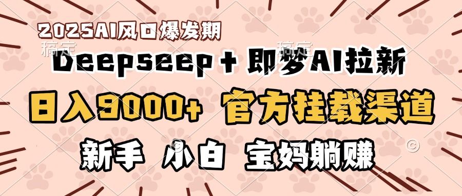 日入9000+！DeepSeep＋即梦拉新，官方挂载渠道，新手小白宝妈躺赚 - 臻优资源网