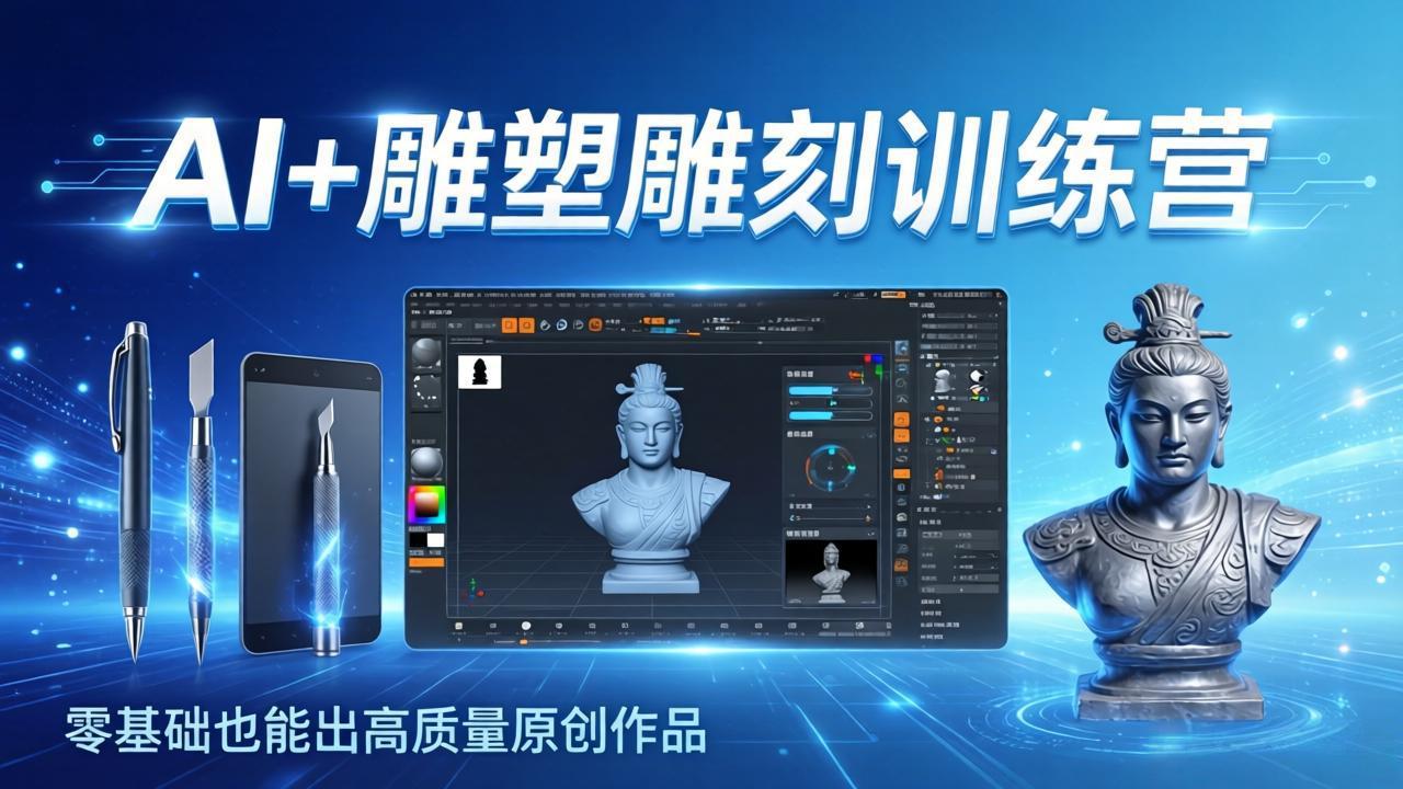 （17651期）AI+雕塑雕刻训练营：从AI创作、大模型训练到3D雕刻 + 渲染，零基础也能出高质量原创作品 - 臻优资源网