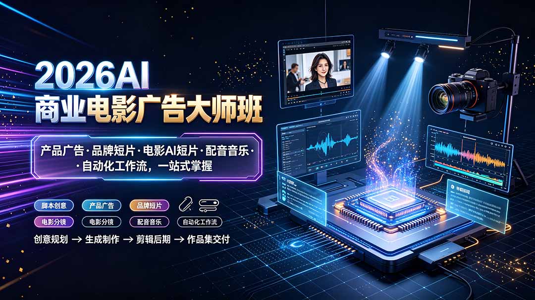 （19303期）2026AI商业电影广告大师班：产品广告·品牌短片·电影AI短片·配音音乐·自动化工作流，一站式掌握 - 臻优资源网