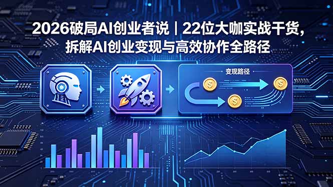 （18628期）2026 破局 AI 创业者说｜22 位大咖实战干货，拆解 AI 创业变现与高效协作全路径 - 臻优资源网