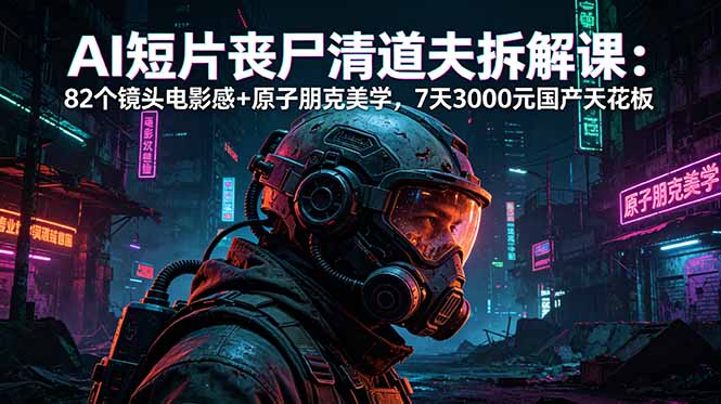 （18649期）AI短片《丧尸清道夫》拆解课：82个镜头电影感+原子朋克美学，7天3000元国产天花板 - 臻优资源网