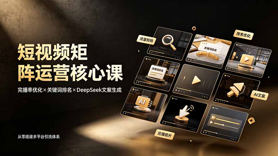 （19259期）短视频矩阵运营核心课：完播率优化×关键词排名×DeepSeek文案生成，从零搭建多平台引流体系 - 臻优资源网