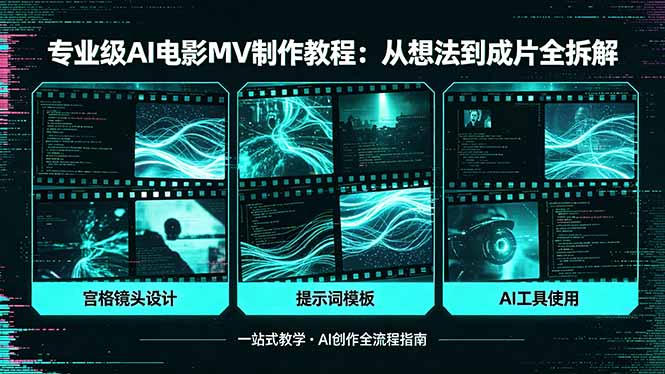 （18295期）专业级AI电影MV制作教程，从想法到成片全拆解，宫格镜头+提示词模板+AI工具一站式教学 - 臻优资源网