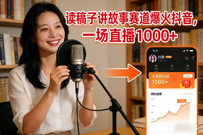 （17073期）读稿子讲故事赛道爆火抖音，一场直播日入1000+ - 臻优资源网
