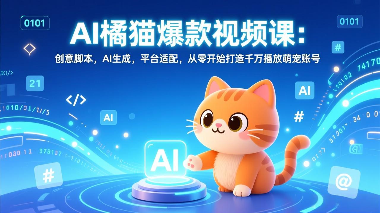 （17091期）AI橘猫爆款视频课：创意脚本，AI生成，平台适配，从零开始打造千万播放萌宠账号 - 臻优资源网