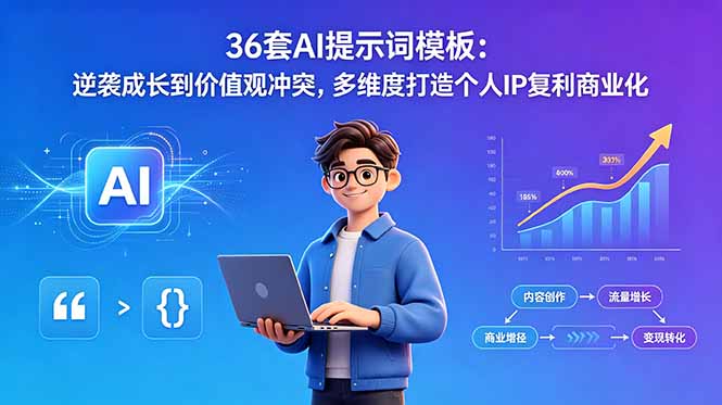 （18630期）36套AI提示词模板：逆袭成长到价值观冲突，多维度打造个人IP复利商业化 - 臻优资源网
