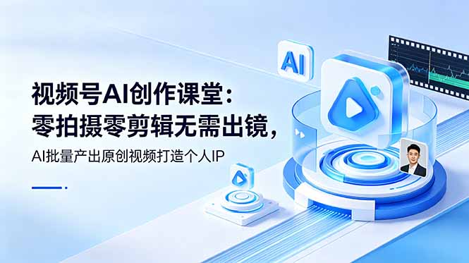 （19049期）视频号AI创作课堂：零拍摄零剪辑无需出镜，AI批量产出原创视频打造个人IP - 臻优资源网