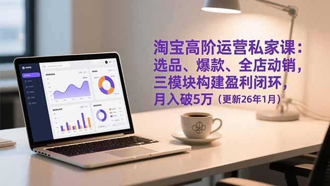 （17080期）淘宝高阶运营私家课：选品、爆款、全店动销，三模块构建盈利闭环，月入破5万（更新26年1月） - 臻优资源网