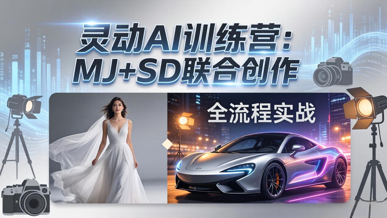 （17795期）灵动AI训练营-3.0课程：MJ+SD联合创作，从婚纱大片到汽车广告，摄影后期全流程实战 - 臻优资源网