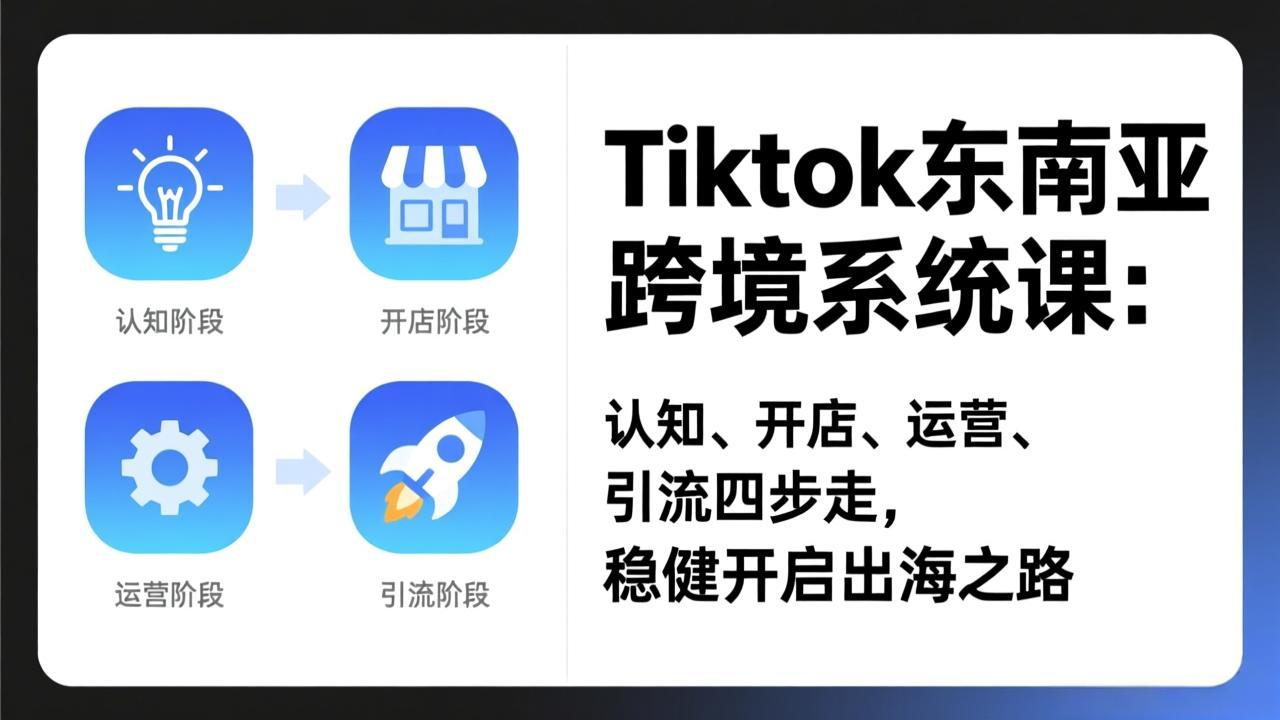 （17243期）TikTok东南亚跨境系统课：认知、开店、运营、引流四步走，稳健开启出海之路 - 臻优资源网
