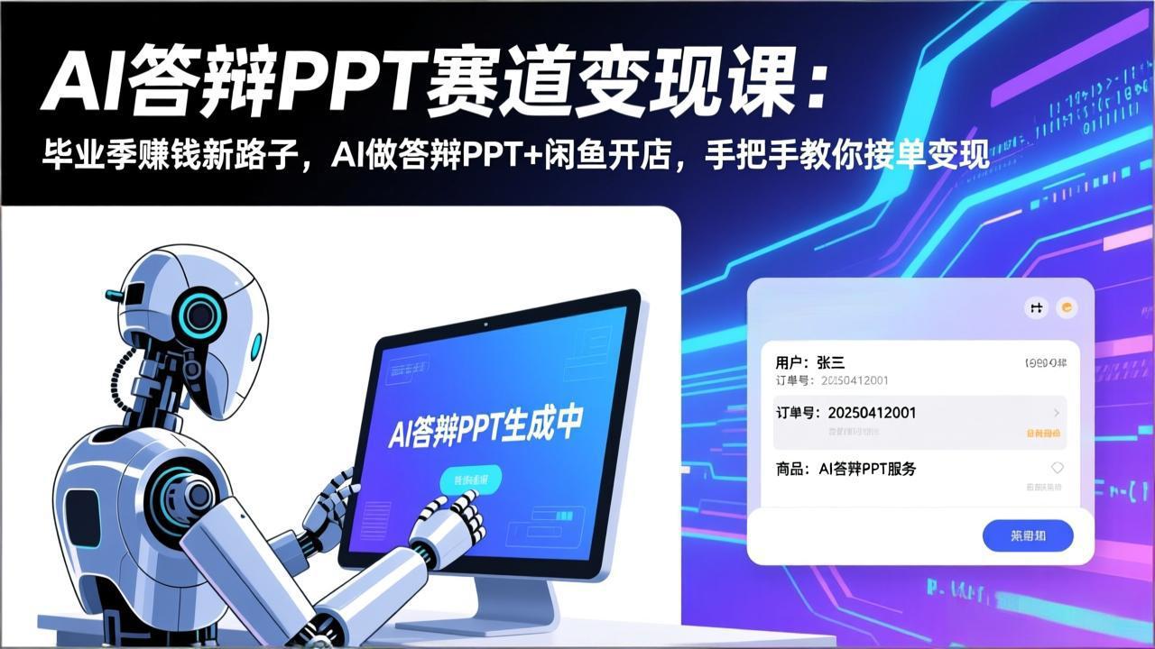 （17546期）AI答辩PPT赛道变现课：毕业季赚钱新路子，AI做答辩PPT+闲鱼开店，手把手教你接单变现 - 臻优资源网