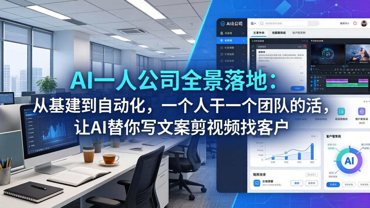 （17939期）AI一人公司全景落地：从基建到自动化，一个人干一个团队的活，让AI替你写文案剪视频找客户 - 臻优资源网