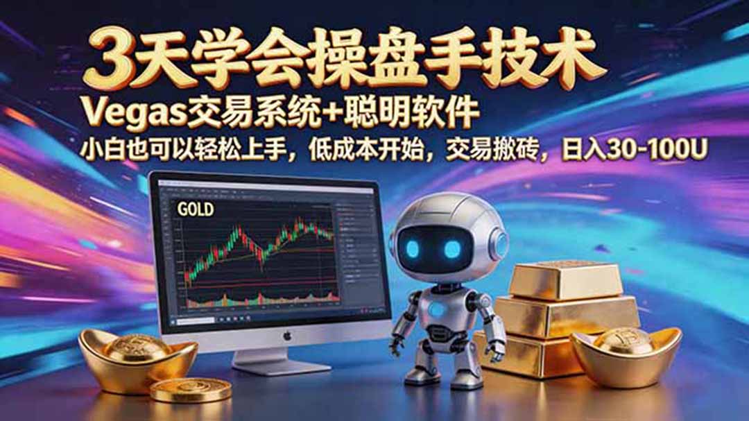 （19005期）三天学会操盘手技术，vegas技术+聪明软件，小白也可以轻松上手，日入500+ - 臻优资源网