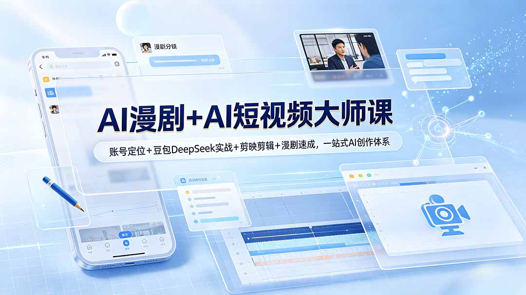 （19147期）AI漫剧+AI短视频大师课：账号定位+豆包DeepSeek实战+剪映剪辑+漫剧速成，一站式AI创作体系 - 臻优资源网