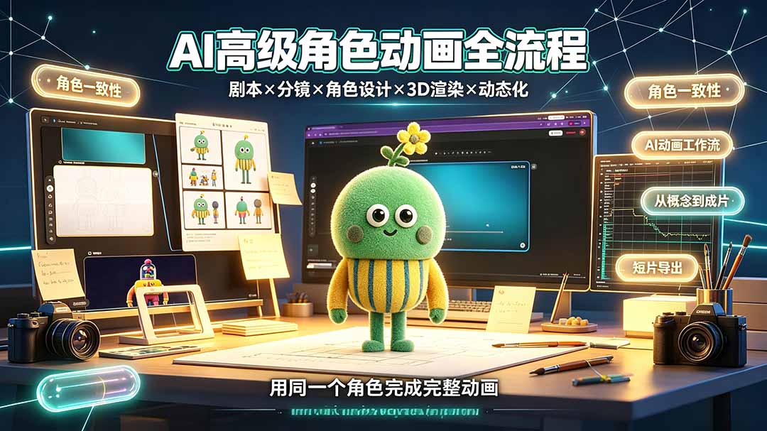 （19304期）AI高级角色动画全流程：剧本×分镜×角色设计×3D渲染×动态化，从概念到成片一站式教学 - 臻优资源网