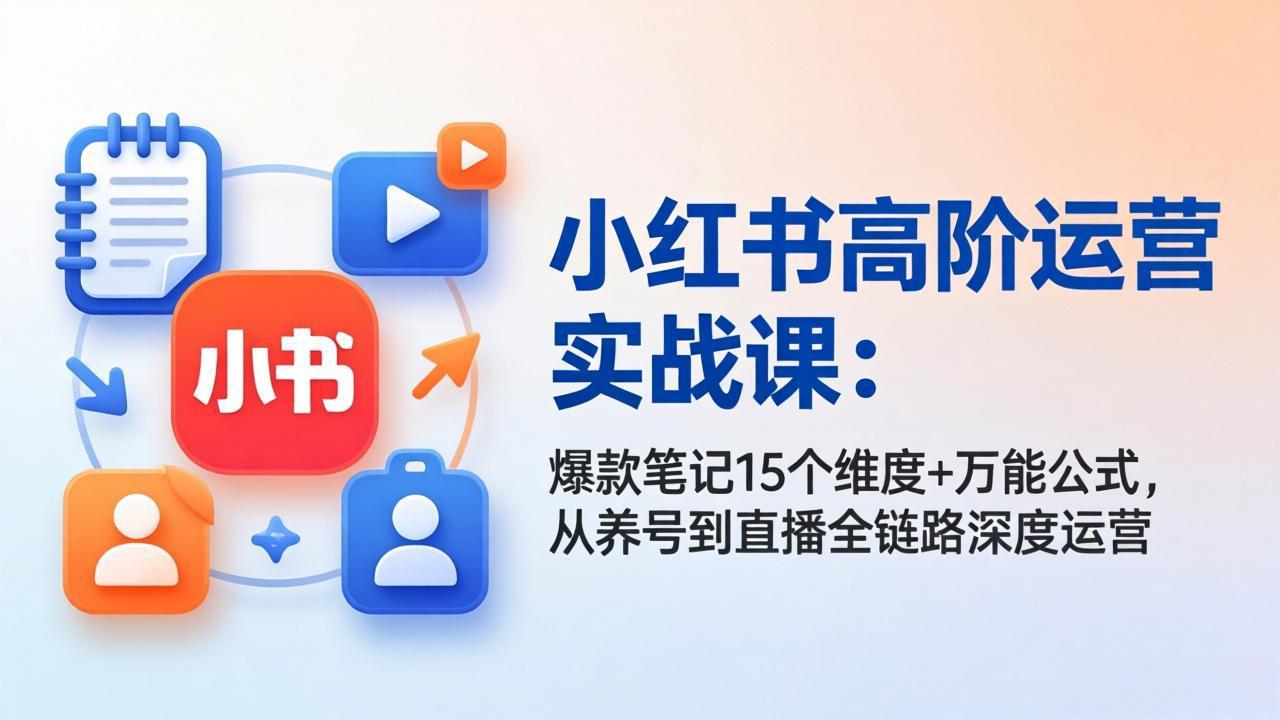 （17844期）小红书高阶运营实战课：爆款笔记15个维度+万能公式，从养号到直播全链路深度运营 - 臻优资源网