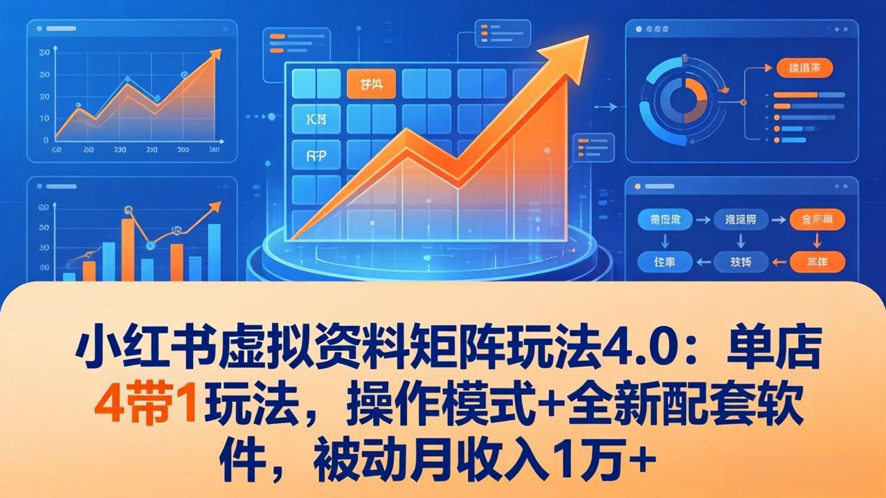 （17730期）小红书虚拟资料矩阵玩法4.0：单店4带1玩法，操作模式+全新配套软件，被动月收入1万+ - 臻优资源网