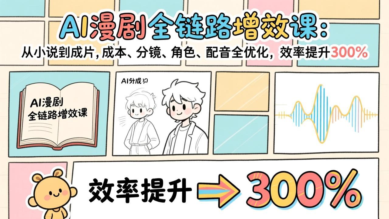 （17245期）AI漫剧全链路增效课：从小说到成片，成本、分镜、角色、配音全优化，效率提升300% - 臻优资源网