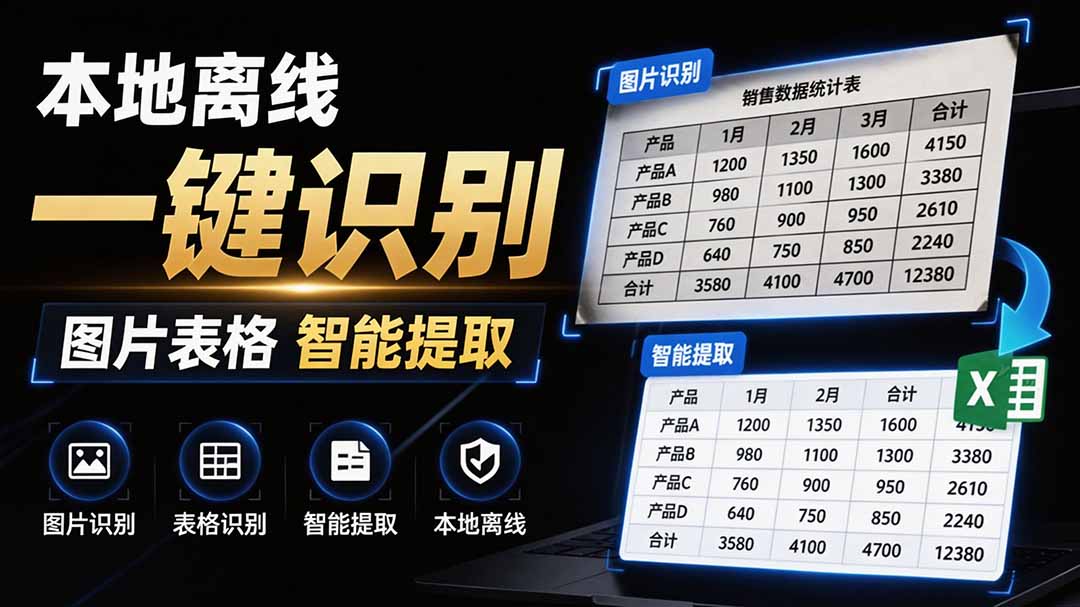（19609期）体积仅70MB，图片一键智能提取表格工具来了！完全免费且离线使用，FastOCR智能表格识别软件V1.0 - 臻优资源网