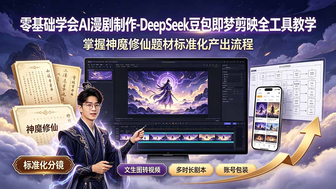 （19263期）零基础学会AI漫剧制作-DeepSeek豆包即梦剪映全工具教学，掌握神魔修仙题材标准化产出流程 - 臻优资源网