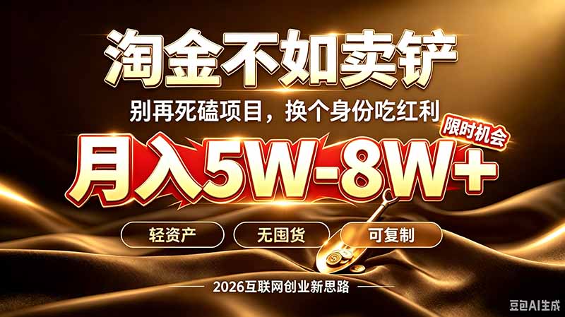 （20152期）别再傻乎乎埋头跑项目！互联网真正赚钱逻辑：做卖铲人，拒绝当韭菜，逆风翻盘月入5-8W+ - 臻优资源网