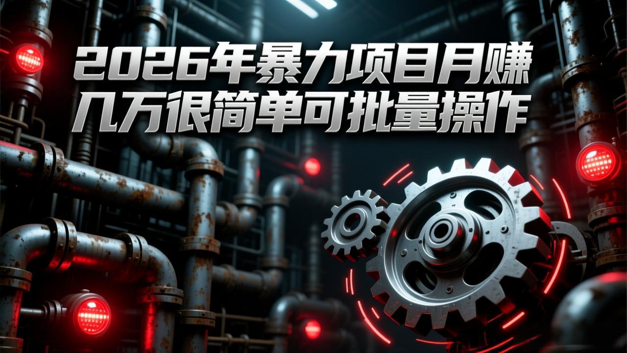 （17218期）2026年暴力项目月赚几万很简单可批量操作，成本低，利润大 - 臻优资源网