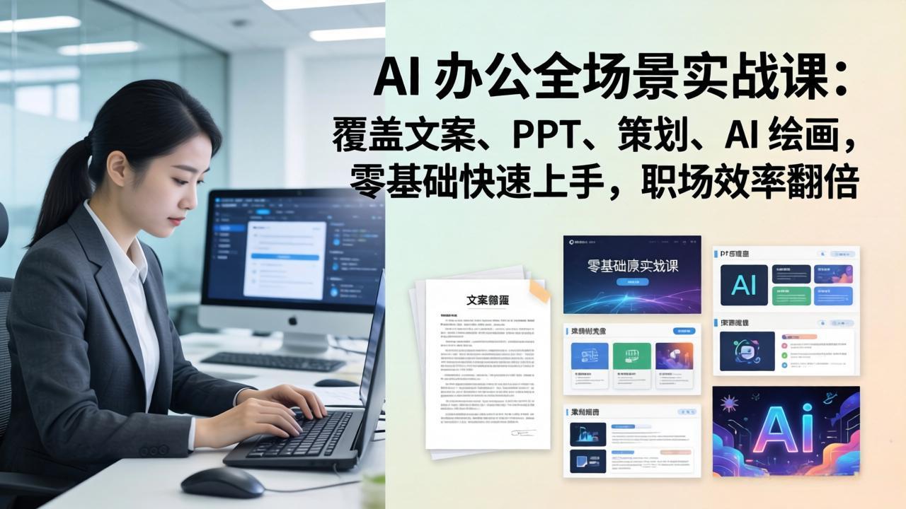 （17732期） AI 办公全场景实战课：覆盖文案、PPT、策划、AI 绘画，零基础快速上手，职场效率翻倍 - 臻优资源网
