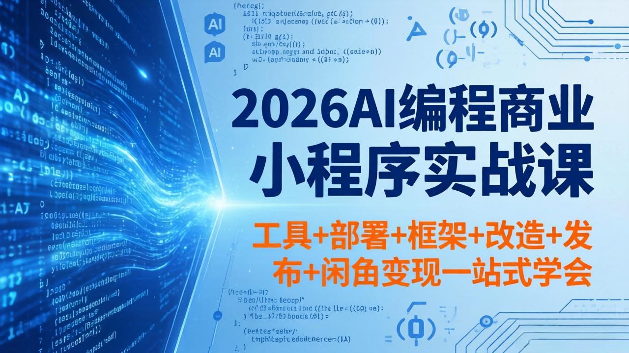 （18293期）2026AI编程商业小程序实战课，工具+部署+框架+改造+发布+闲鱼变现一站式学会 - 臻优资源网