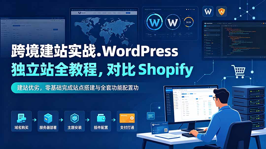 （19546期）跨境建站实战：WordPress 独立站全教程，对比 Shopify 建站优劣，零基础完成站点搭建与全套功能配置 - 臻优资源网