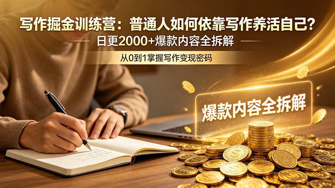 （18901期）写作掘金训练营：普通人如何依靠写作养活自己？日更2000+爆款内容全拆解 - 臻优资源网