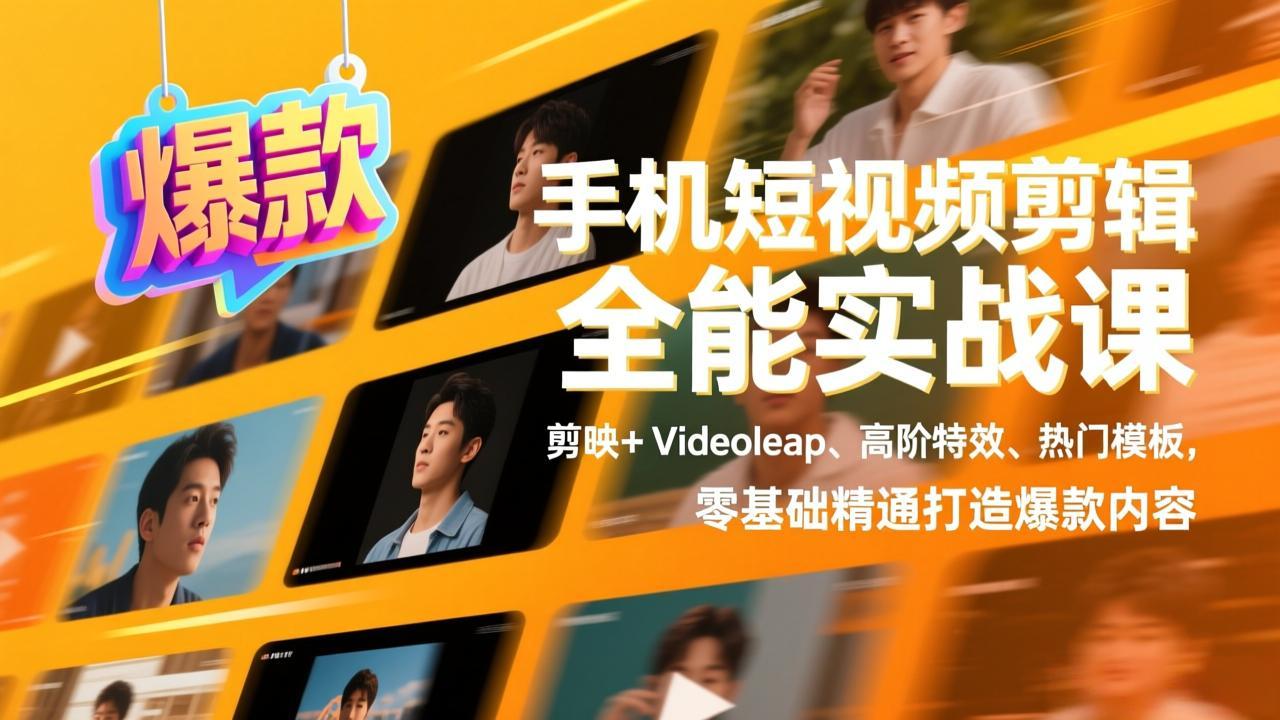 （17347期）手机短视频剪辑全能实战课，剪映+Videoleap、高阶特效、热门模板，零基础精通打造爆款内容 - 臻优资源网